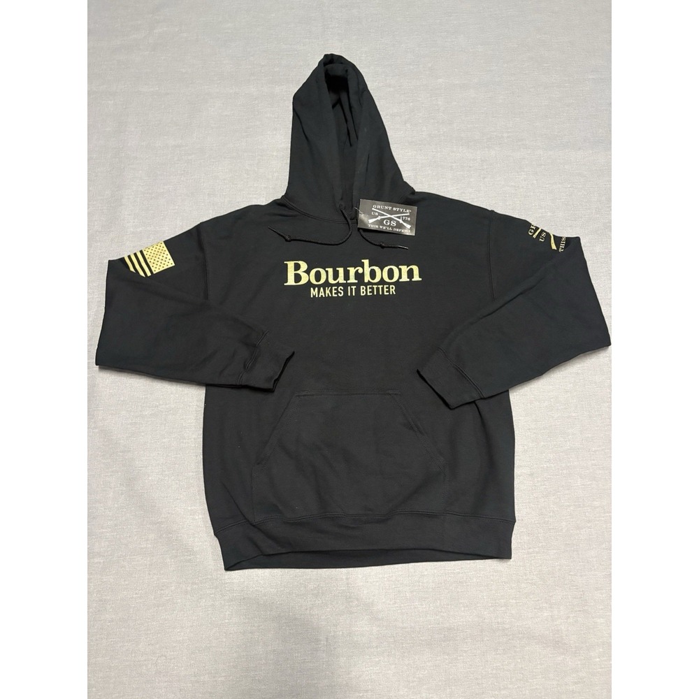 NEW Grunt Style Bourbon Makes It Better Hoodie Men's Size Medium Black NWT